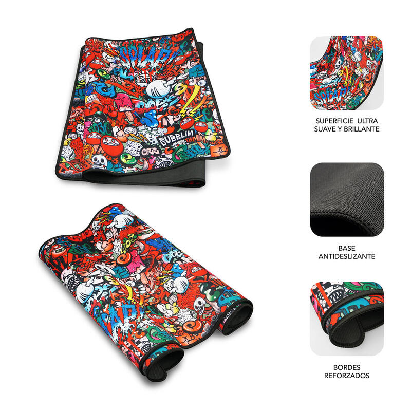 Alfombrilla Subblim 01puw02 Graffiti Xl/ 900 X 400 X 3 Mm