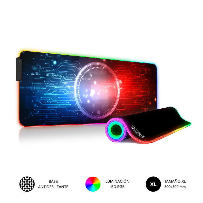 Alfombrilla/Tapete Chip Xl Rgb Subblim 80x30cm/ Iluminacion Rgb/ Base Antideslizante