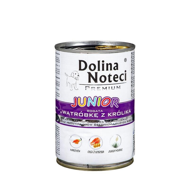 Alimento Húmedo Dolina Noteci Premium Junior Rico En Hígado De Conejo -Para Cachorros De Razas Medianas Y Grandes - 400g
