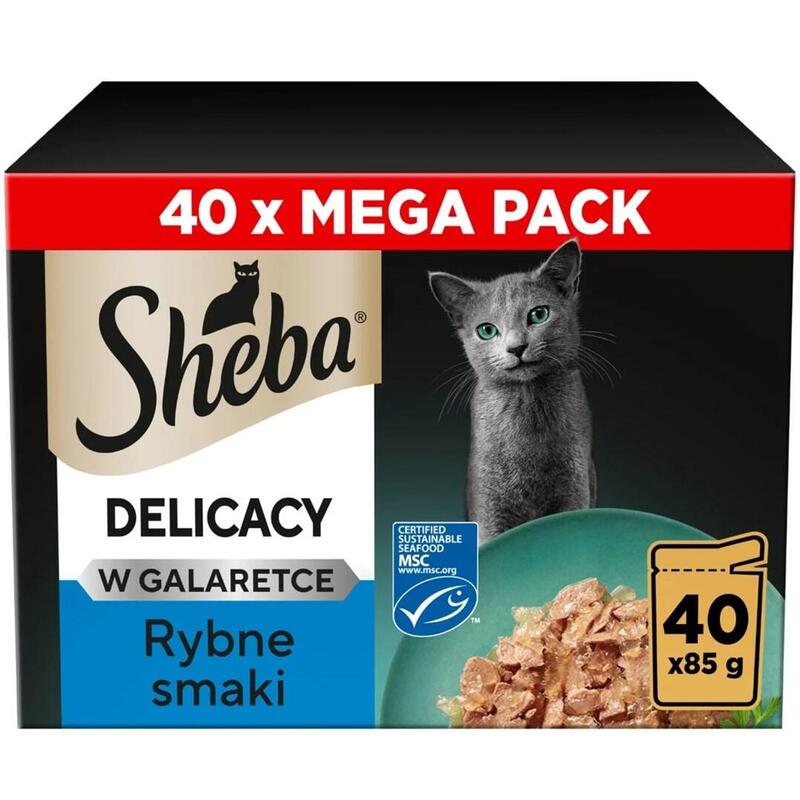 Alimento Húmedo Para Gatos Sheba Delicious Con Sabor A Pescado En Gelatina, 40 X 85 G.