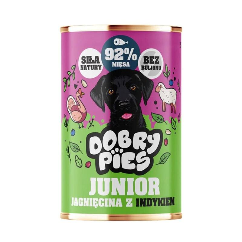 Alimento Húmedo Para Perros Dobry Pies Junior Cordero Con Pavo 400 G