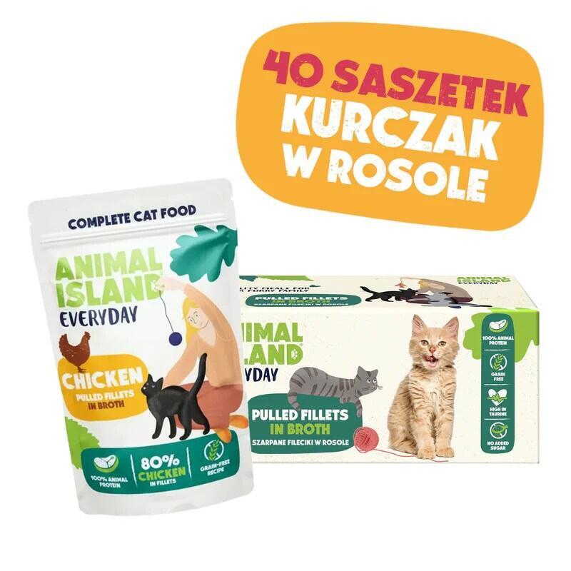 Alimento Para Gatos Animal Island Sabor Pollo En Envase Monopaque De 40 X 85 G.