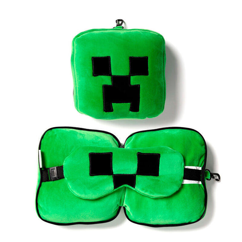 Almohada Viaje Antifaz Creeper Minecraft Resteazzz