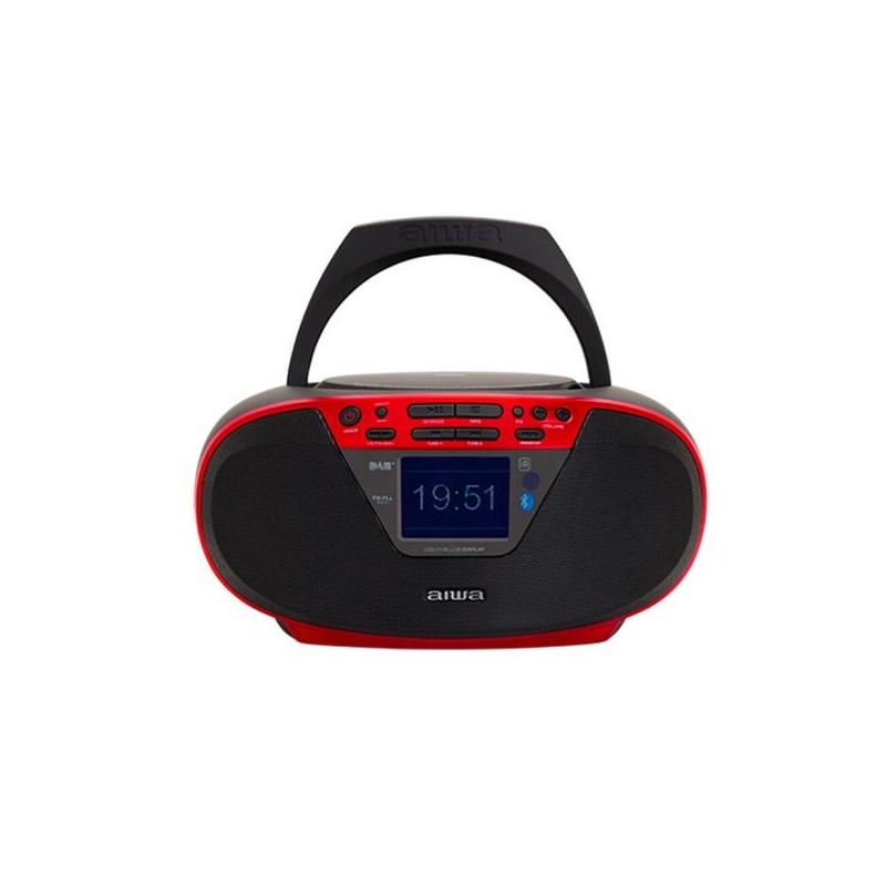 Altavoces Bluetooth 5.0 Con Lector De Cd Mp3 Y Usb Aiwa Boombox Bbtu-500dab/Bk Rojo 6w Rms Entrada Aux