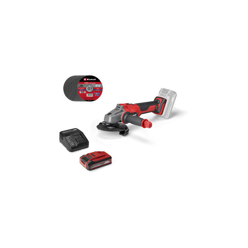 Einhell Professional Akku-Winkelschleifer Axxio 18/125, 18volt (Rojo/Negro, Li-Ion Plus Akku 4,0ah) 4326647