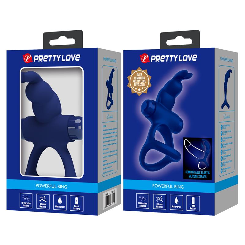 Pretty Love - Luchito Doble Anillo Vibrador Rabbit Azul