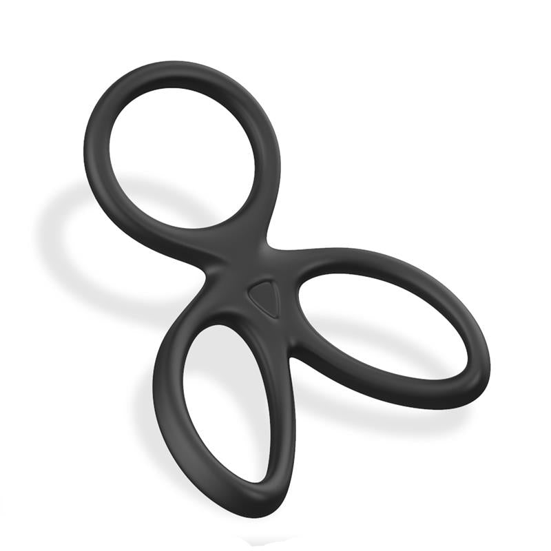 Anillo Triple Pene Y Testículos Silicona Líquida Flexible