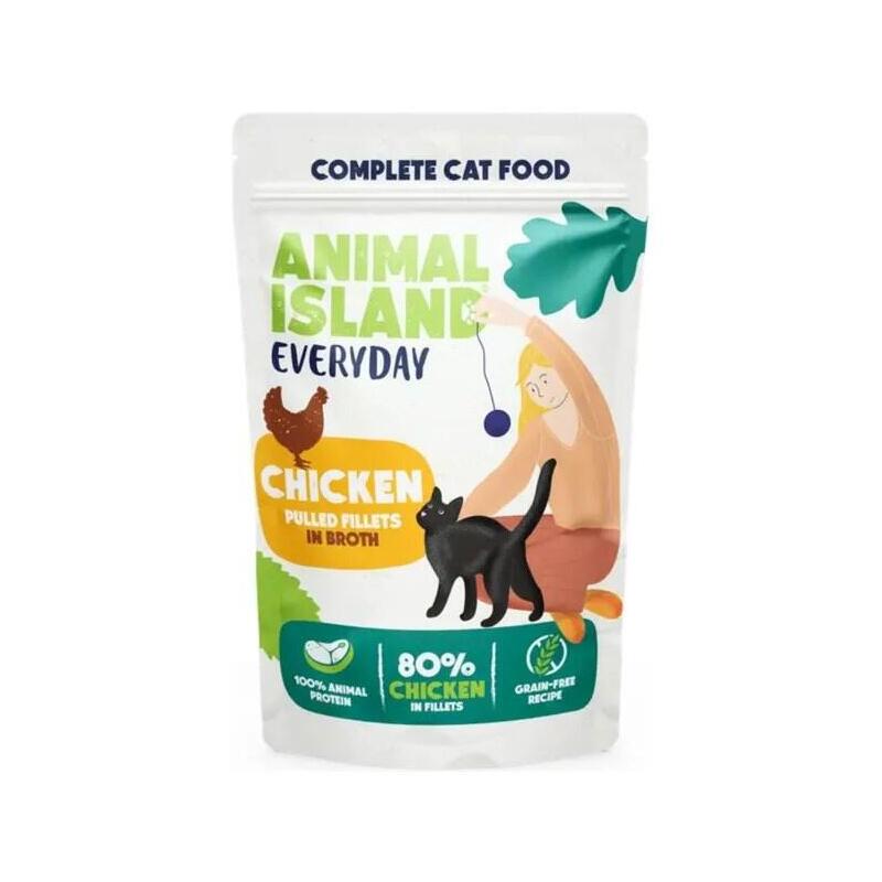 Animal Island Everyday Pollo Szarpane Fileciki W Rosole Comida Para Mascotas Mokra Para Gato 85g