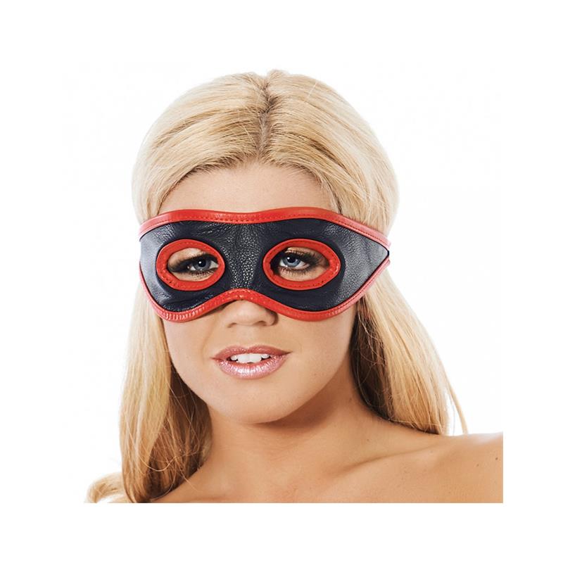 Antifaz Cuero Con Aberturas En Los Ojos Rojo Y Negro