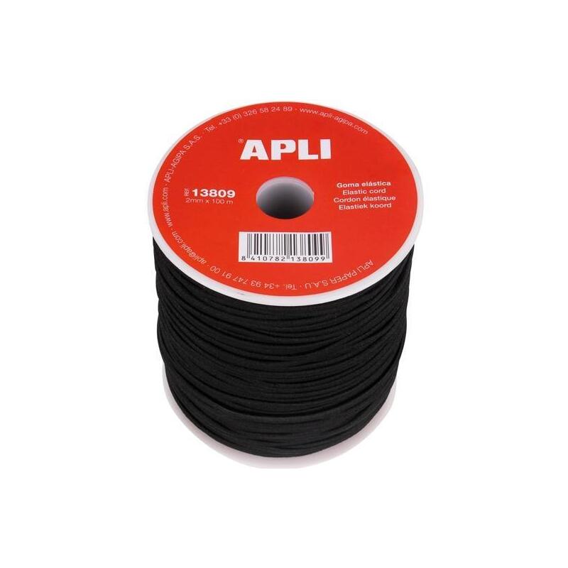 Apli Bobina De Cuerda Elástica Redonda 2mmx100 Negro