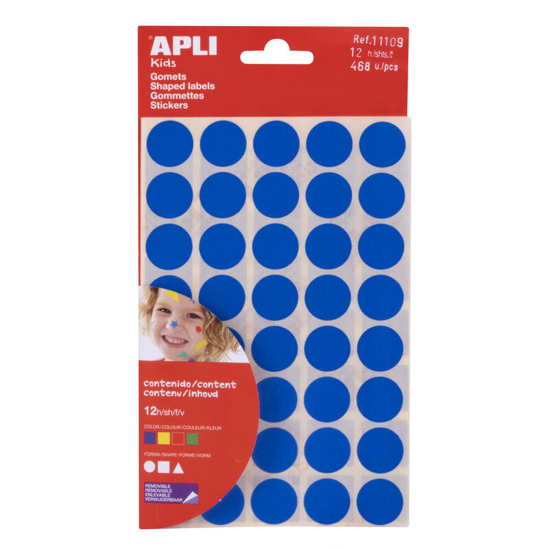Apli Bolsa De 468 Gomets Adhesivo Permanente - Libre De Disolventes - Papeles Ecf - Materiales 100% Reciclables -