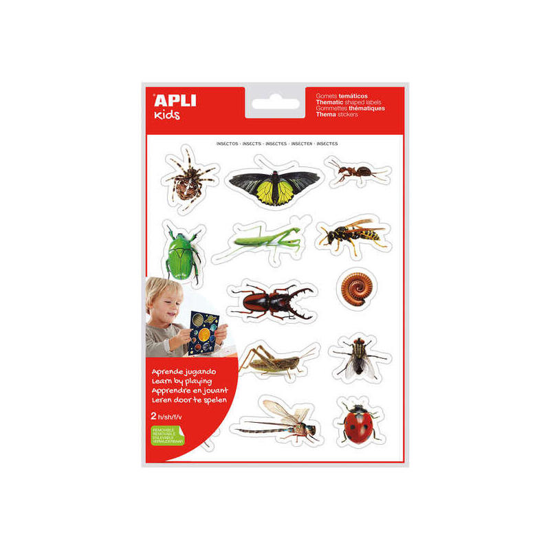 Apli Bolsa De Gomets Tematicos Realistas Insectos - 28 Gomets Tematicos Por Bolsa - Imagenes Realistas De Insectos -