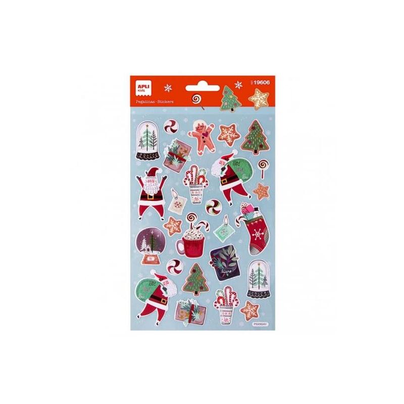 Apli Bolsa De Pegatinas Navideñas Ho Ho Ho - Adhesivo Permanente - Motivos Navideños - Ideal Para Decorar Regalos Y