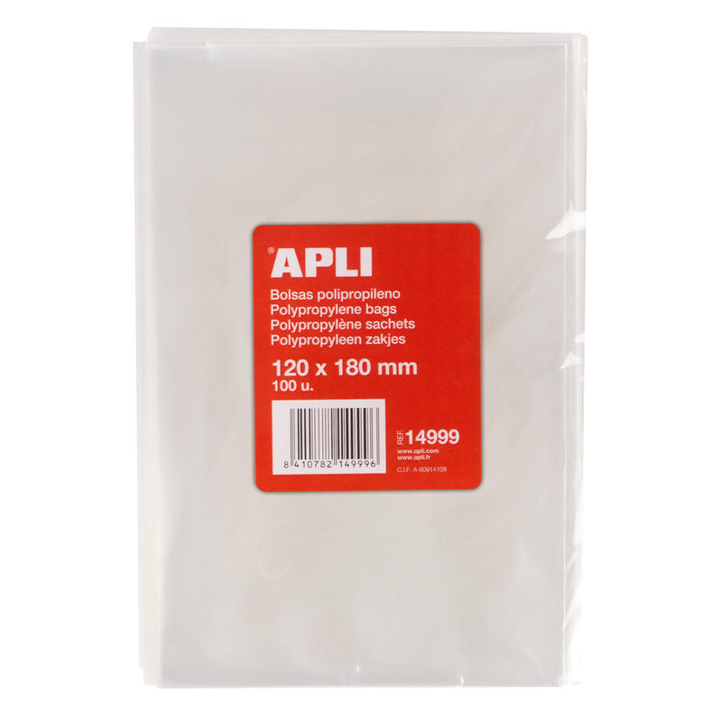 Apli Bolsas Polipropileno Transparente 120x180mm - Galga 120 - Alta Resistencia Y Flexibilidad - Uso Alimenticio