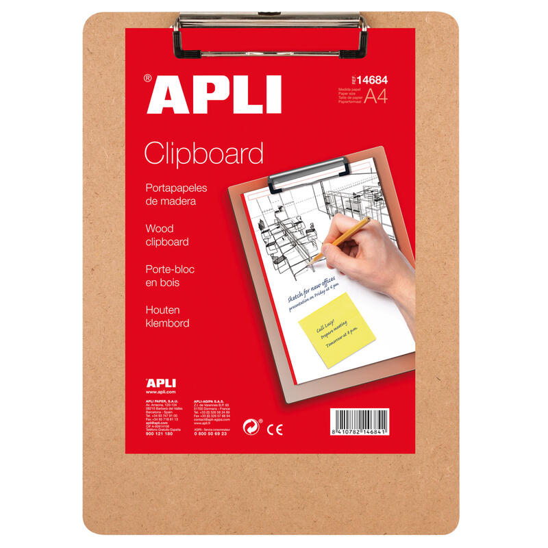 Apli Clipboard Madera A4 Marrón
