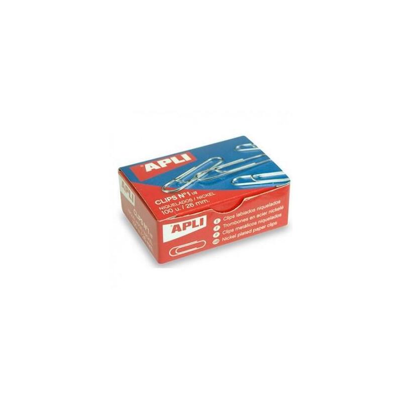Apli Clips Plateados Nº 1½ - 26mm Caja De 100 -10 Cajas-