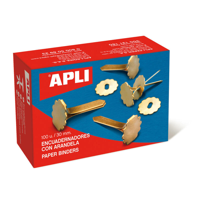 Apli Encuadernadores Metálicos Con Arandela Dorados 30mm - 100ud-