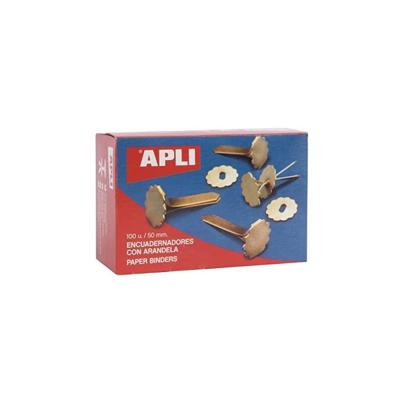 Apli Encuadernadores Metálicos Con Arandela Dorados 50mm - 100ud-