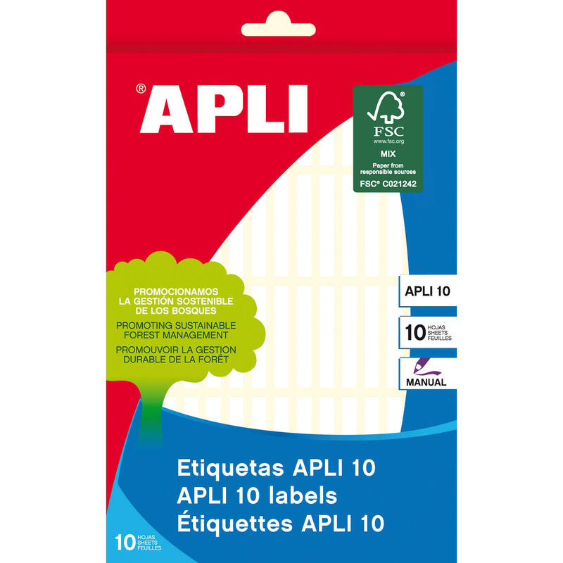 Apli Etiquetas Adhesivas 5x35mm Escritura Manual C/Romos 60 X 10h Blanco