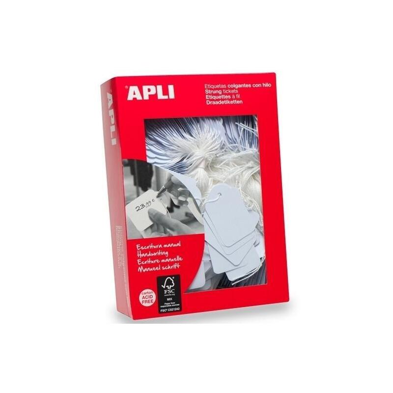 Apli Etiquetas Colgantes Con Hilo 11x24mm Caja De 1000 Blanco