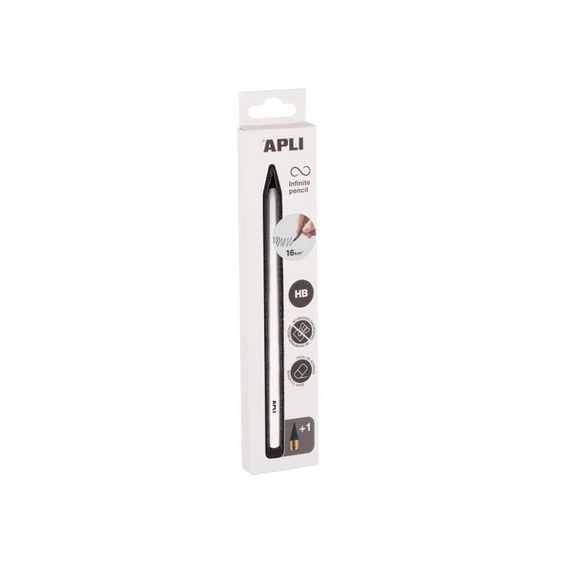 Apli Infinite Pencil Pack De Lapiz Infinito Hb + Mina De Recambio + Tapon Protector - Para Escribir Hasta 16km - Color