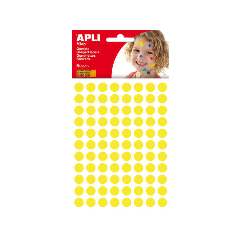 Apli Pack De 528 Gomets Redondos Ø 10.5mm - Adhesivo Permanente - Ideal Para Escuelas Infantiles Y Colegios - Color