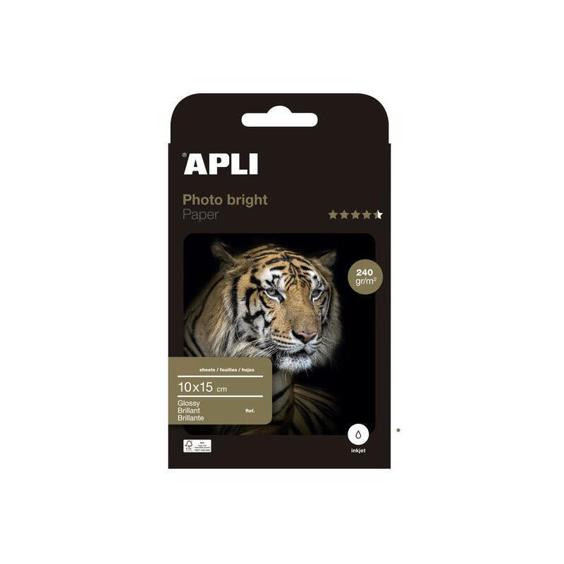 Apli Papel Fotográfico Brillante 240 Gr. Tamaño 10x15 Cm - 100 Hojas -