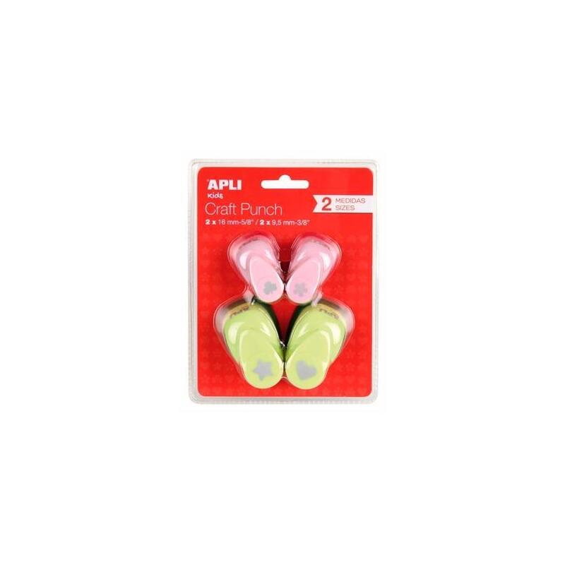 Apli Perforadora 1 Agujero Formas Surtidas 16mm/9,5mm Diametro -Pack 4 Ud-