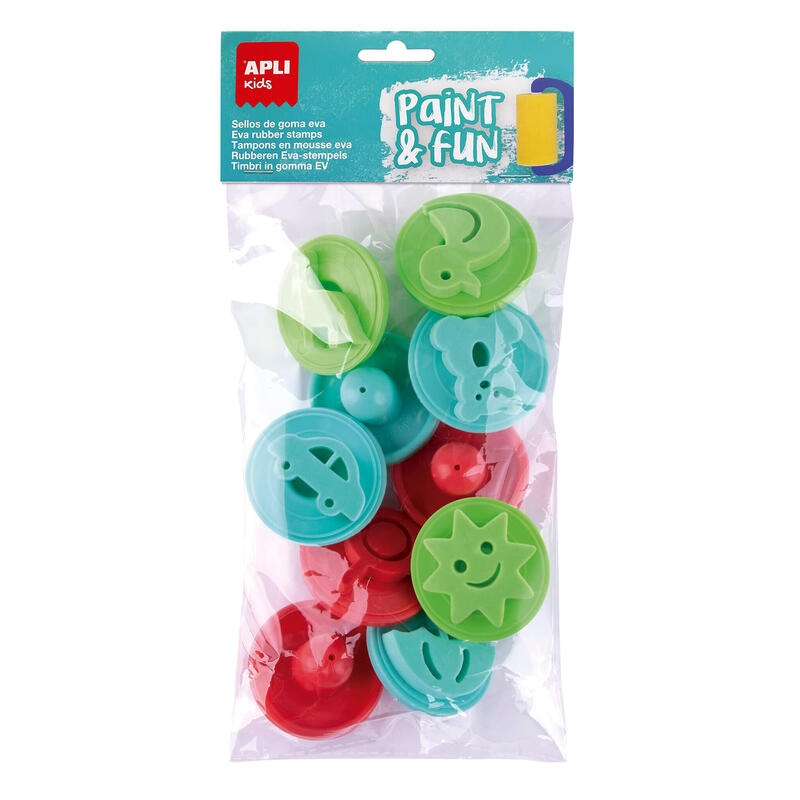 Apli Sellos Paint&Fun Goma Eva Formas Varias Ø55mm Bolsa De 10 C/Surtidos