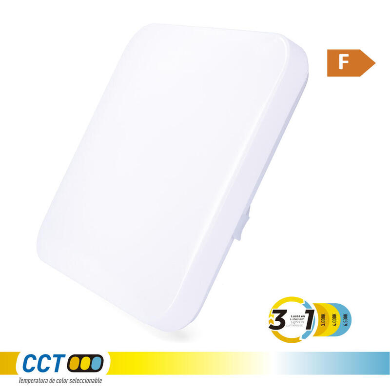 Aplique Led Cuadrado Extraplano De Superficie 12 W 3cct 1160 Lm 28,5 X 28,5 X 6 Cm