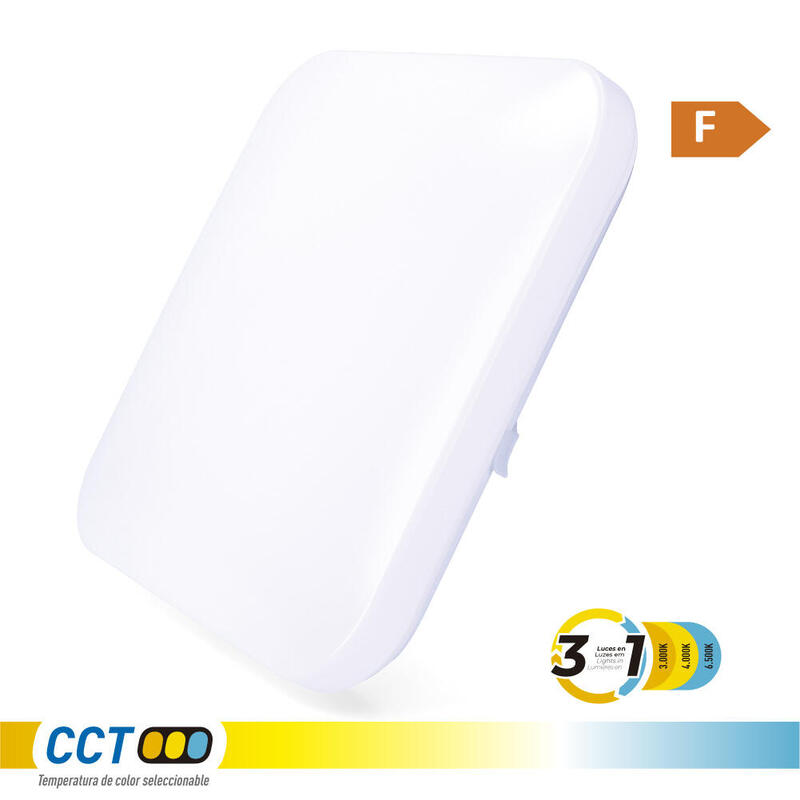 Aplique Led Cuadrado Extraplano De Superficie 18 W 3cct 1820 Lm 33 X 33 X 7 Cm