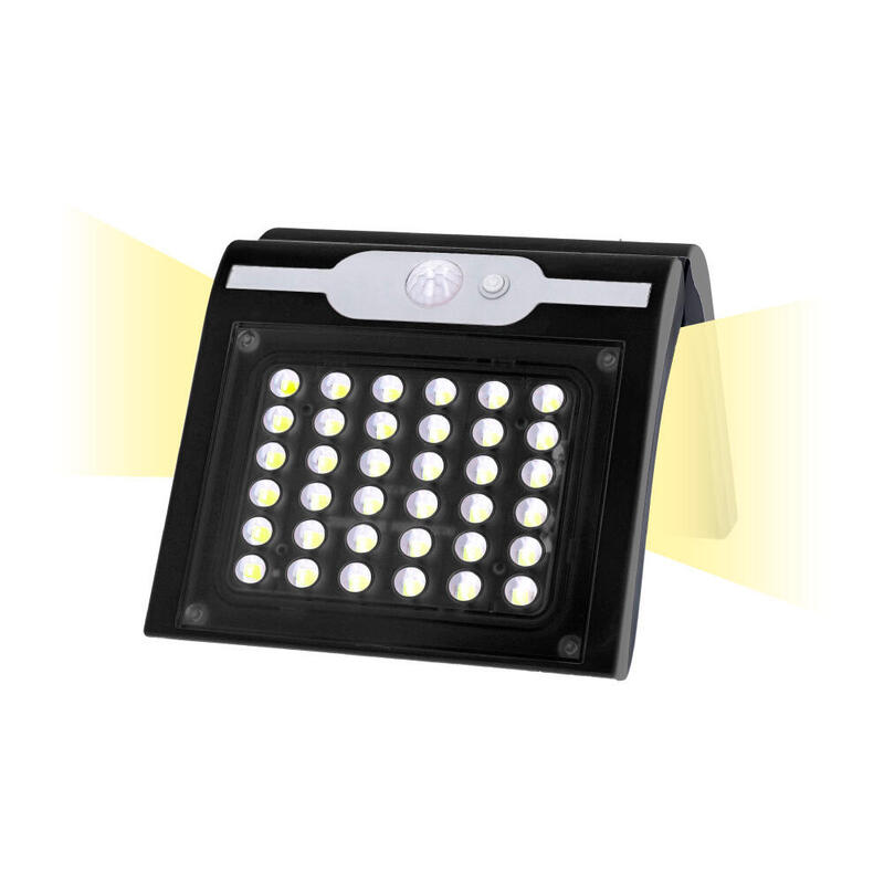 Aplique Solar 2w 220lm 6.500k Con Sensor Color Negro Edm