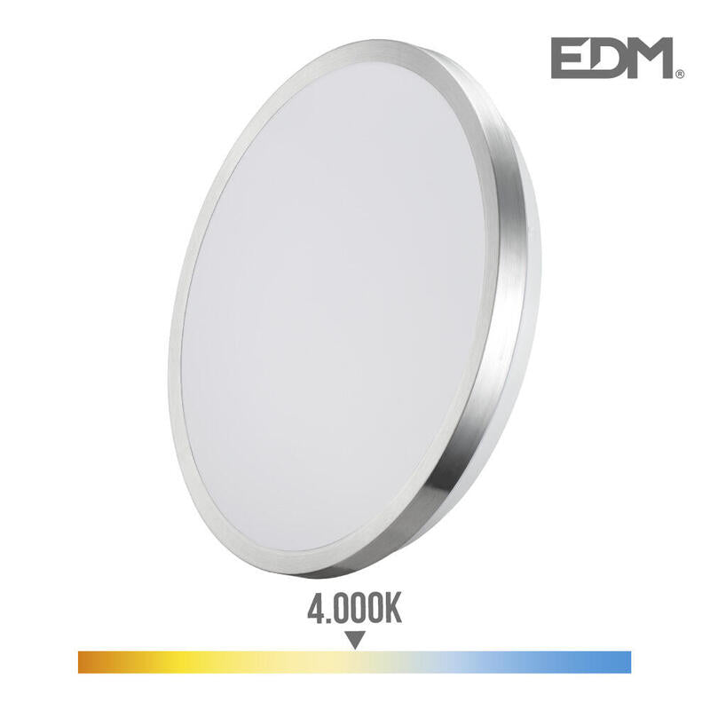 Aplique Super Led De Superficie 24w 2490lm 4000k Ø38x6,2cm Marco Cromado Edm