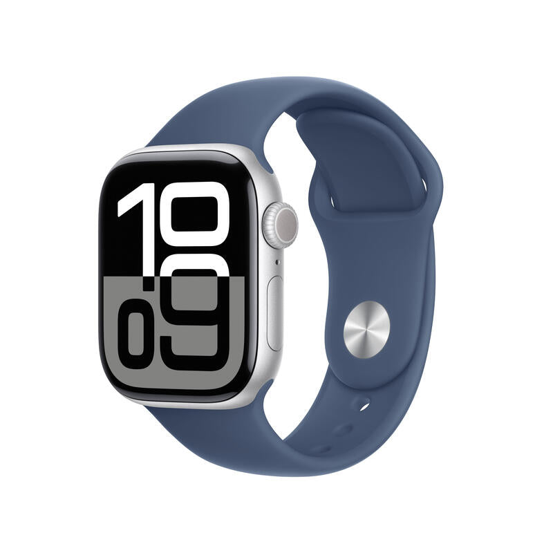 Apple Apple Watch Series 10 Gps 42mm Silver Aluminium Case With Denim Sport Band - M/L