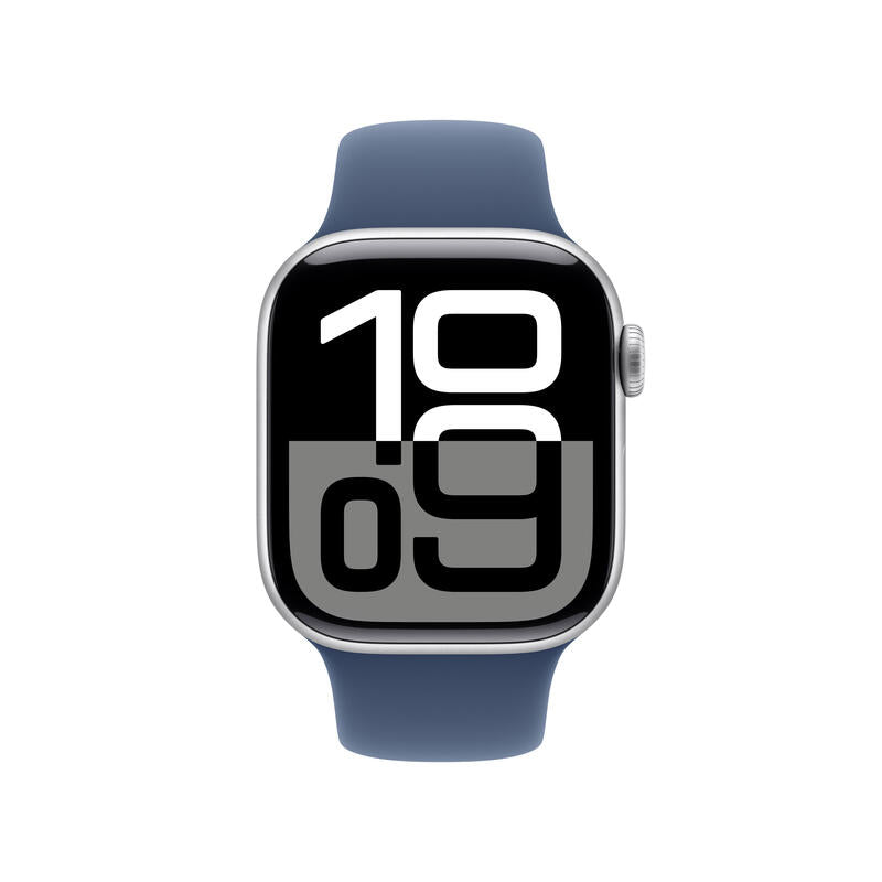 Apple Apple Watch Series 10 Gps 42mm Silver Aluminium Case With Denim Sport Band - M/L