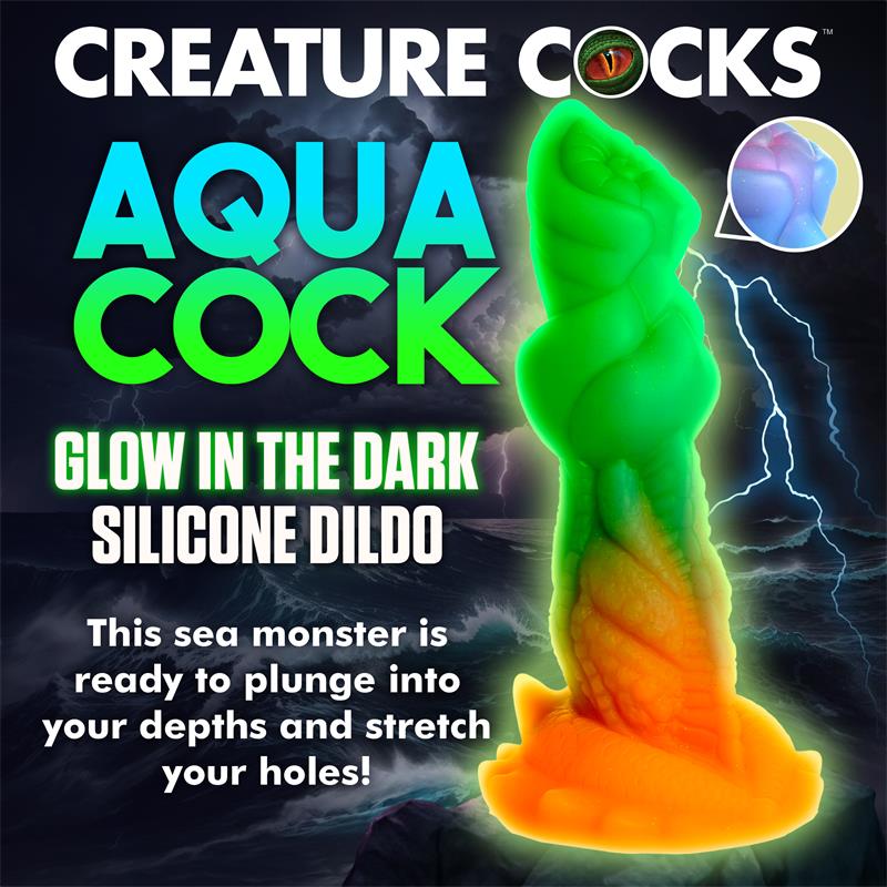 Aqua-Cock Dildo Brilla En La Oscuridad Silicona