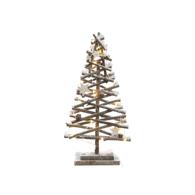 Arbol De Troncos Micro Led Efecto Nevado 25x12x50cm