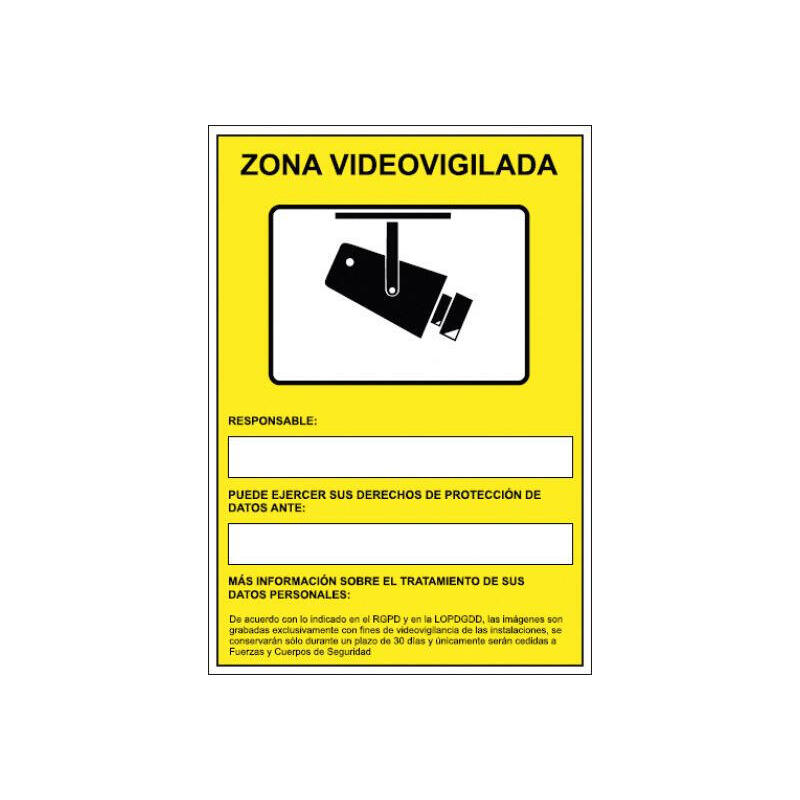Archivo 2000 Señal "Cámaras De Vigilancia En Grabación Las 24 Horas" 210x297 Pvc Amarillo