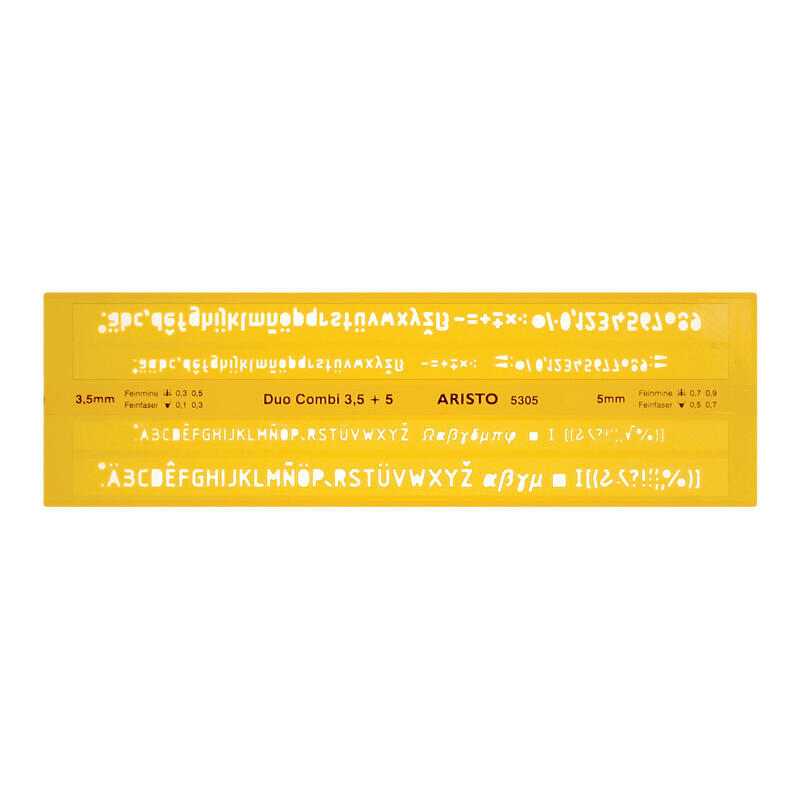 Aristo Ar5305 Transparente, Amarillo Plástico Plantilla De Letras/Números/Símbolos
