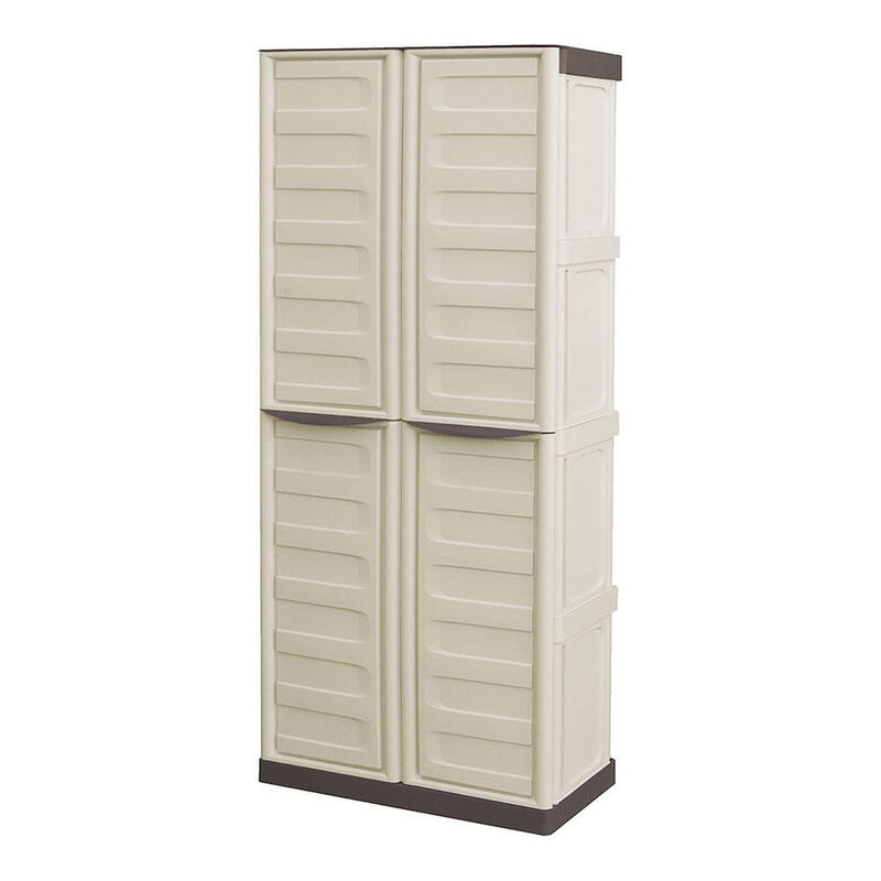 Armario Alto Línea Spazio De Polipropileno Beige Y Marrón, 70 X 39 X 165 Cm