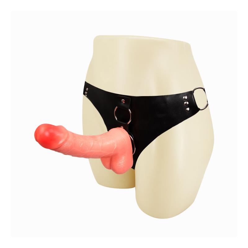 Arnés Con Dildo Y Testículos Natural 18,3 Cm