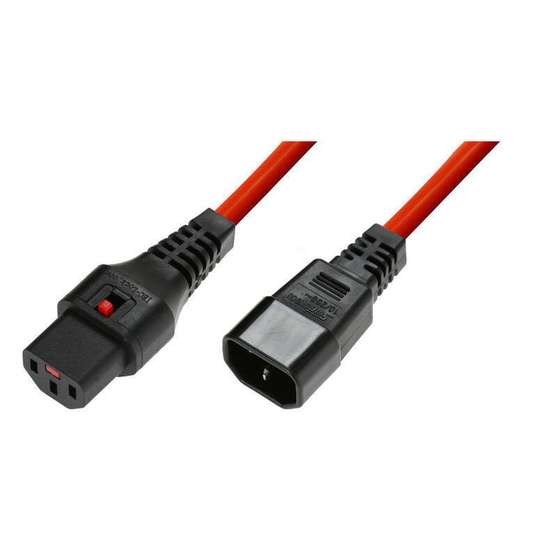 Asm Iec-Pc1387 Cable De Alimentacion Macho C14 Plug H05vv-F 3 X 1.00mm2 To C13 Iec Lock 3m Red
