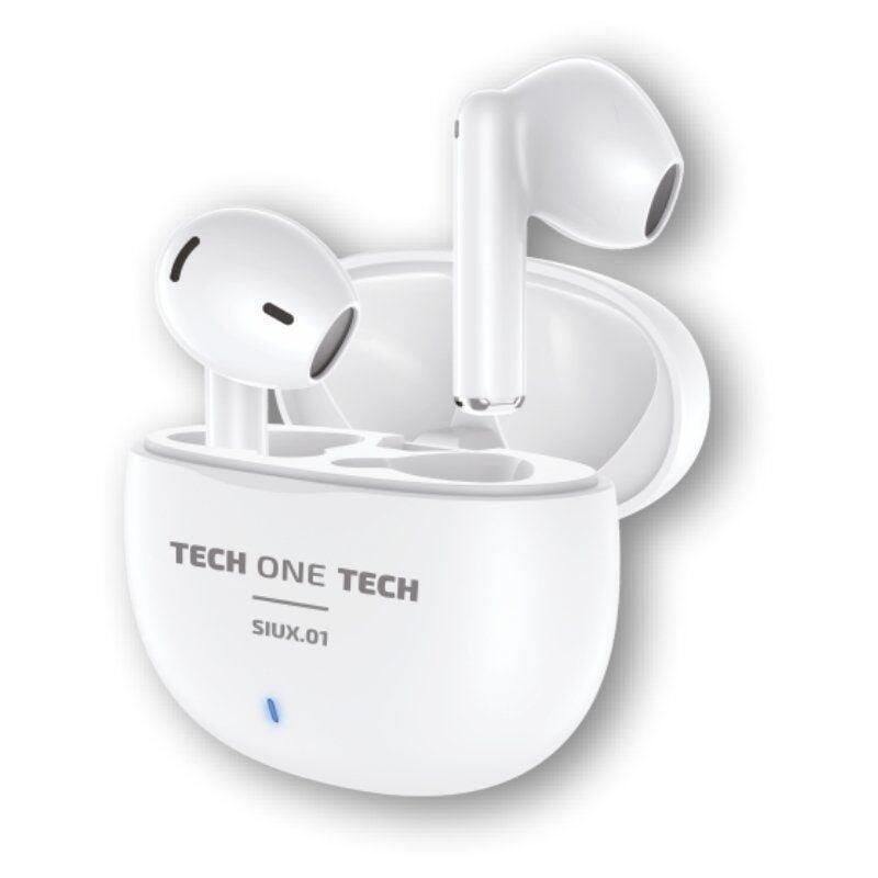 Auriculares Bluetooth Tech One Tech Siux.01 Tec1401 Con Estuche De Carga Autonomía 5h Blancos
