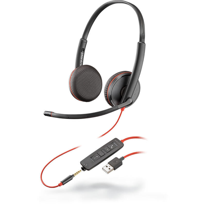 Auriculares Plantronics Blackwire C3225/ Con Micrófono/ Jack 3.5/ Usb/ Negros