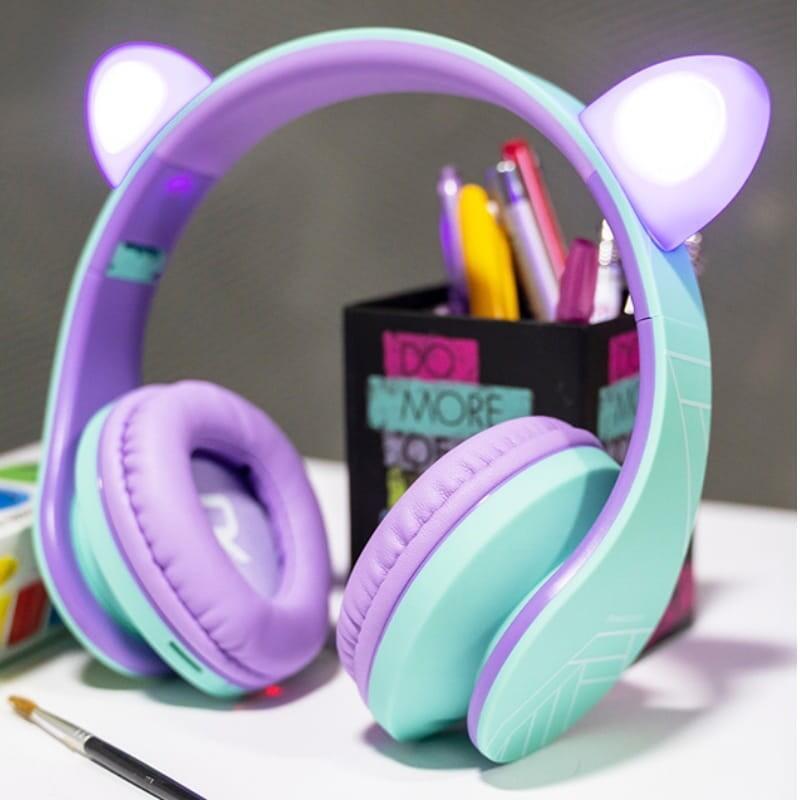 Auriculares Powerlocus P2 Kids Turquesa/Violeta Inalámbricos Para Niños