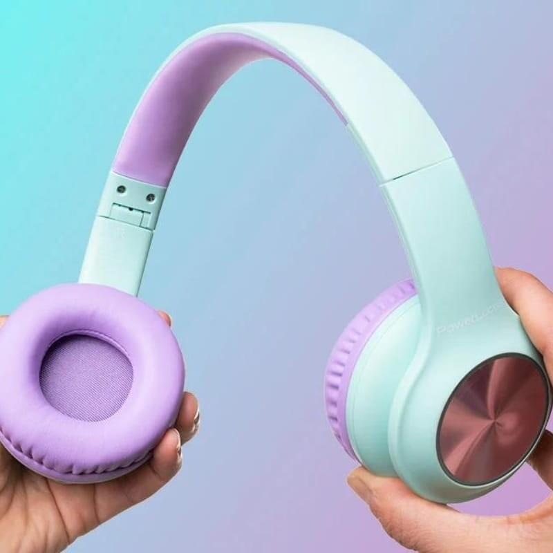 Auriculares Powerlocus Pled Rgb Turquesa/Violeta Inalámbricos Para Niños