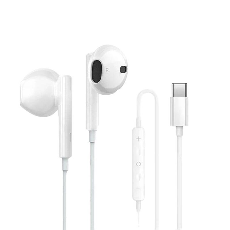 Auriculares Tipo C Con Microfono Y Cable Blancos