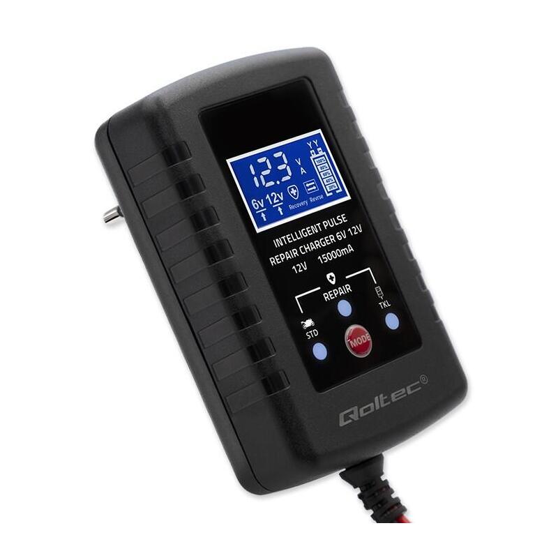 Qoltec 52426 Automatic Charger For Agm Gel Std 6v 12v Battery 2a Rectifier With Repair Function And Led Display