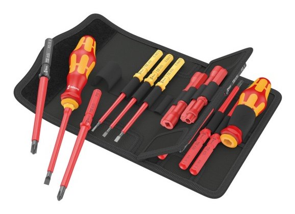 Wera Kraftform Kompakt Vde 18 Universal 2 Tool Finder, 18 Piezas, Destornillador Rojo/Amarillo, Incl. 2 Mangos Enchufables, Hojas Intercambiables Vde 5006614001