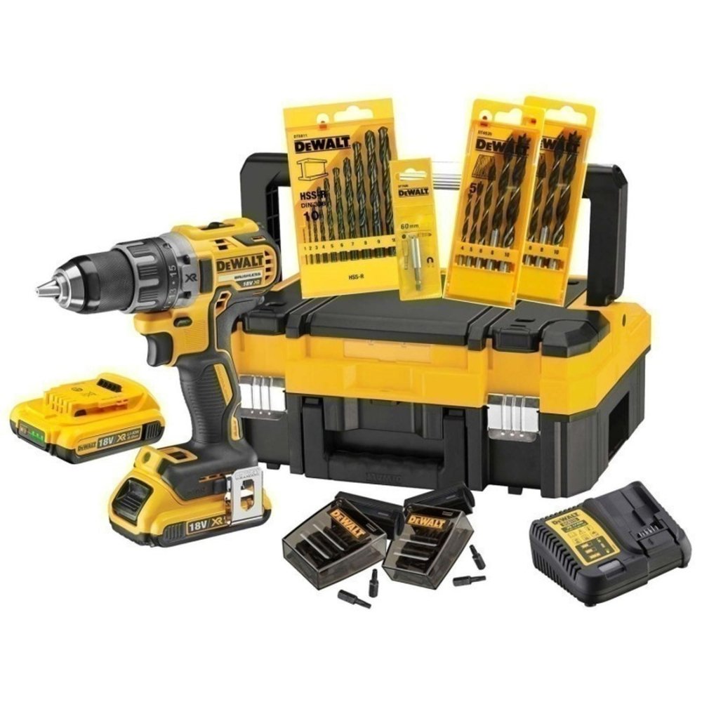 Dewalt Taladro Inalámbrico Dck791d2t, Amarillo De 18 Voltios, 2 Baterías De Ión De Litio 2.0 Ah